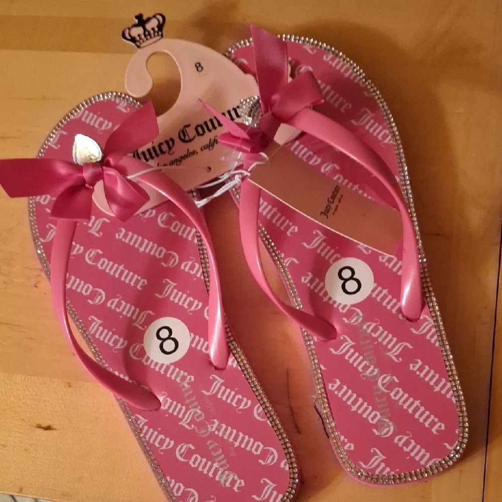 Juicy Couture Pink Rhinestone Flip Flops